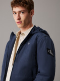 Blue Nylon Hooded Zip Up Jacket  Men