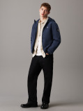 Blue Nylon Hooded Zip Up Jacket  Men