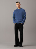 Blue Relaxed Ribbed Cotton Jumper  Men