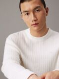 White Relaxed Ribbed Cotton Jumper  Men