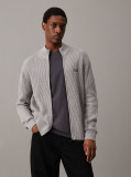 Grey Ribbed Cotton Zip Up Cardigan  Men
