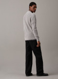 Grey Ribbed Cotton Zip Up Cardigan  Men