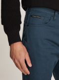 Blue Straight Cotton Twill Trousers  Men