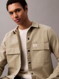 Khaki Relaxed Cotton Ripstop Shirt Jacket  Men