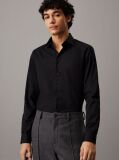 Black Poplin Stretch Fitted Shirt  Men