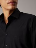 Black Poplin Stretch Fitted Shirt  Men