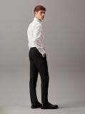 White Poplin Stretch Fitted Shirt  Men