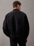 Black Sateen Bomber Jacket  Men