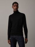 Black Merino Wool Roll Neck Jumper  Men