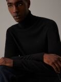 Black Merino Wool Roll Neck Jumper  Men