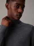 Grey Merino Wool Roll Neck Jumper  Men