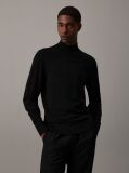 Black Merino Wool Mock Neck Jumper  Men
