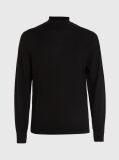 Black Merino Wool Mock Neck Jumper  Men