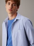 Blue Poplin Stretch Striped Shirt  Men