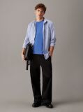 Blue Poplin Stretch Striped Shirt  Men