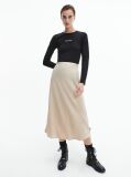 Beige Recycled Polyester Slip Skirt  Women
