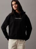 Black Cotton Terry Logo Hoodie  Women
