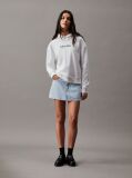 White Cotton Terry Logo Hoodie  Women