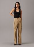 Brown Cotton Linen Cargo Pants  Women