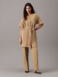Brown Cotton Linen Cargo Pants  Women
