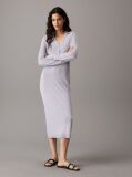 Grey Slim Merino Buttoned Shirt Dress  Women