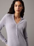 Grey Slim Merino Buttoned Shirt Dress  Women