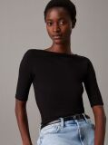 Black Skinny Modal Scoop Back Top  Women
