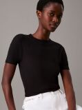 Μαύρο Ριμπ T-Shirt Σε Slim Γραμμή Από Modal  Γυναίκα