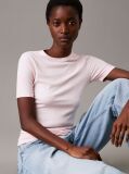 Ροζ Ριμπ T-Shirt Σε Slim Γραμμή Από Modal  Γυναίκα
