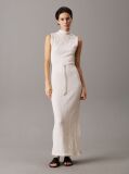 Beige Crinkle Jacquard Ankle Dress  Women