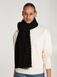 Black CK Embroidered Wool Mix Scarf  Women