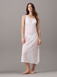 White Sheer Stripe Knit Beach Dress  Women