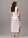 White Sheer Stripe Knit Beach Dress  Women