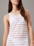 White Sheer Stripe Knit Beach Dress  Women