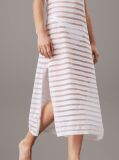White Sheer Stripe Knit Beach Dress  Women