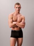 Black 3 Pack Low Rise Trunks - Microfibre Stretch  Men