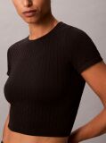 Black Rib Emblem Seamless Pyjama Top  Women