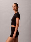 Black Rib Emblem Seamless Pyjama Top  Women