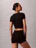 Black Rib Emblem Seamless Pyjama Top  Women