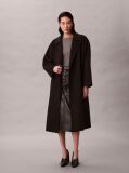 Black Belted Wool Trench Coat  Women