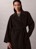 Black Belted Wool Trench Coat  Women