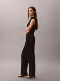 Black Plisse Pull On Trousers  Women