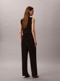 Black Plisse Pull On Trousers  Women