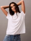 Λευκό T-Shirt Από Lyocell Με Όρθιο Γιακά  Γυναίκα
