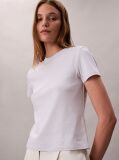 Λευκό T-Shirt Από Supima Βαμβάκι Με Κλασική Λαιμόκοψη  Γυναίκα