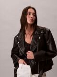 Black Faux Leather Biker Jacket  Women