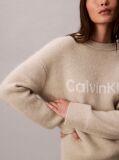 White Alpaca Blend Logo Jumper  Women