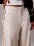 Beige Cotton Twill Logo Tape Trousers  Women