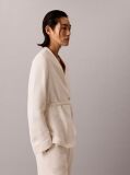 White Textured Shine Blazer  Women
