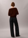 Brown Merino Wool Blend Boat Neck Jumper  Women